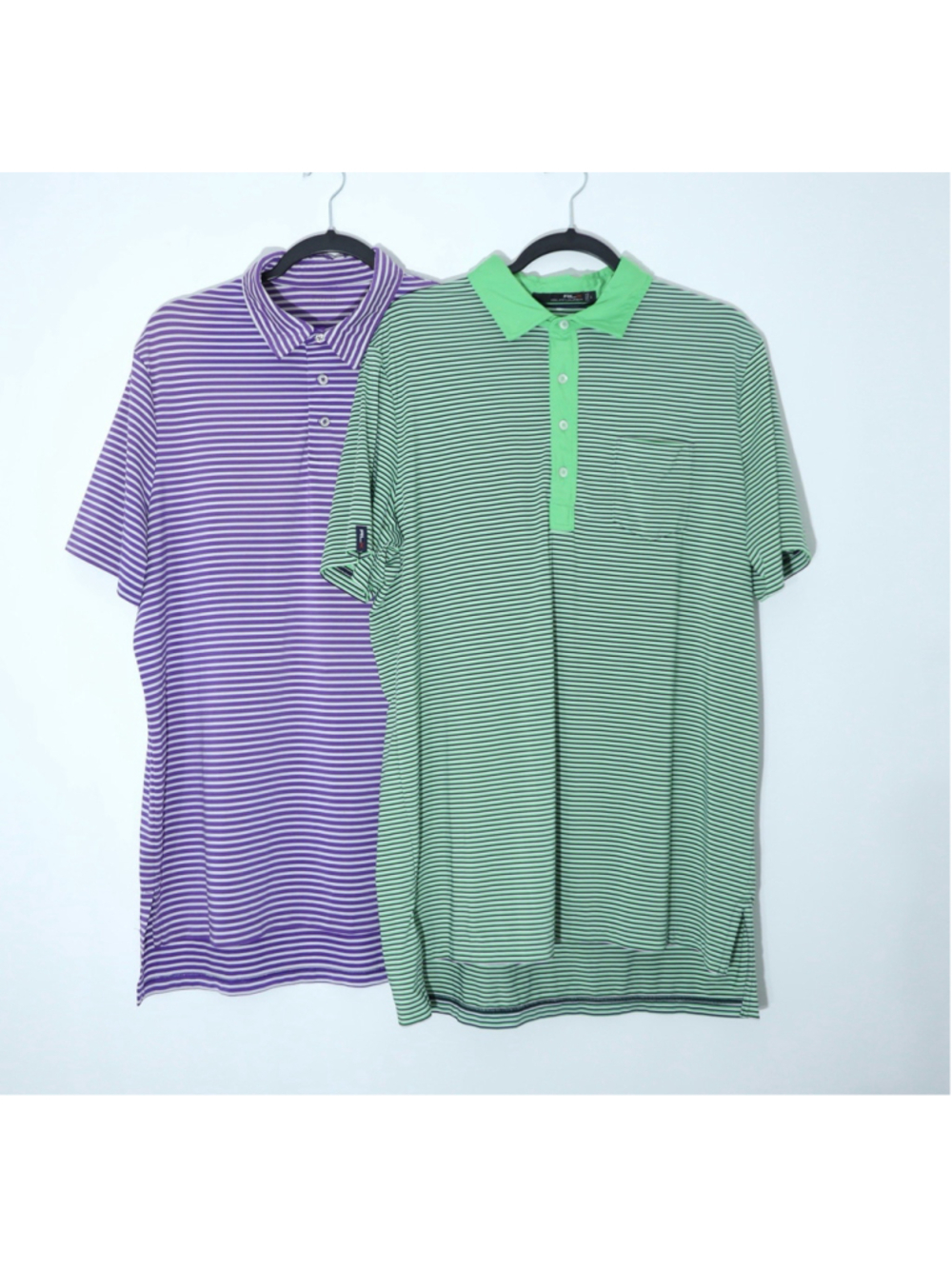 Lot of 2 Polo Ralph Lauren Mens Polo Shirts Large L RLX Performance Golf Striped